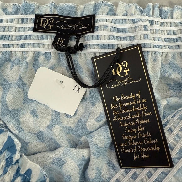 Women’s DG2 By Diane Gilman Off The Shoulder Smocked Leopard Top Plus Size 1X - Picture 13 of 16